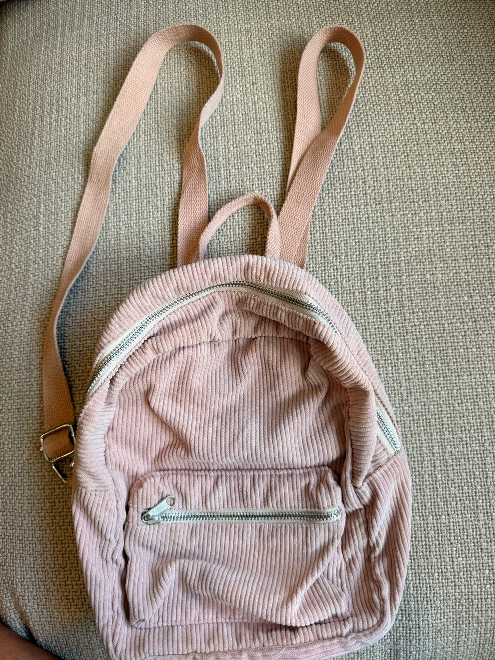 SHEIN Blush Pink Corduroy Mini Backpack